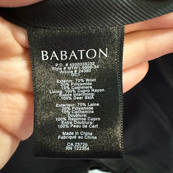Babaton Black Italian Wool & Cashmere Blend Military Peacoat Sz Small - Picture 8 of 8